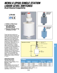 Thumbnail of document Data Sheet - LVN-60 Vertical Mounted Chemically Compatible Liquid Level Switches